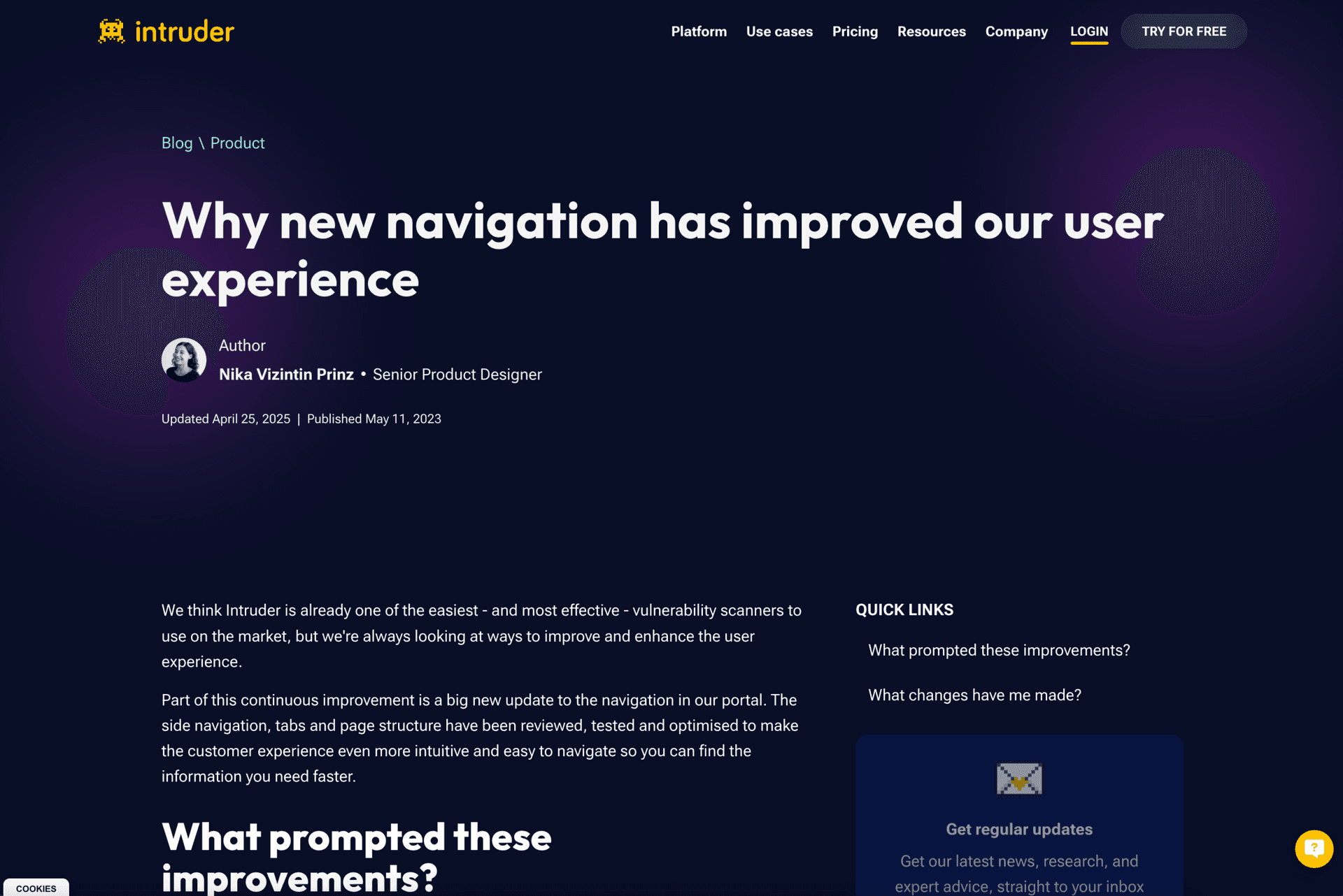 Blog post about navigation redesign