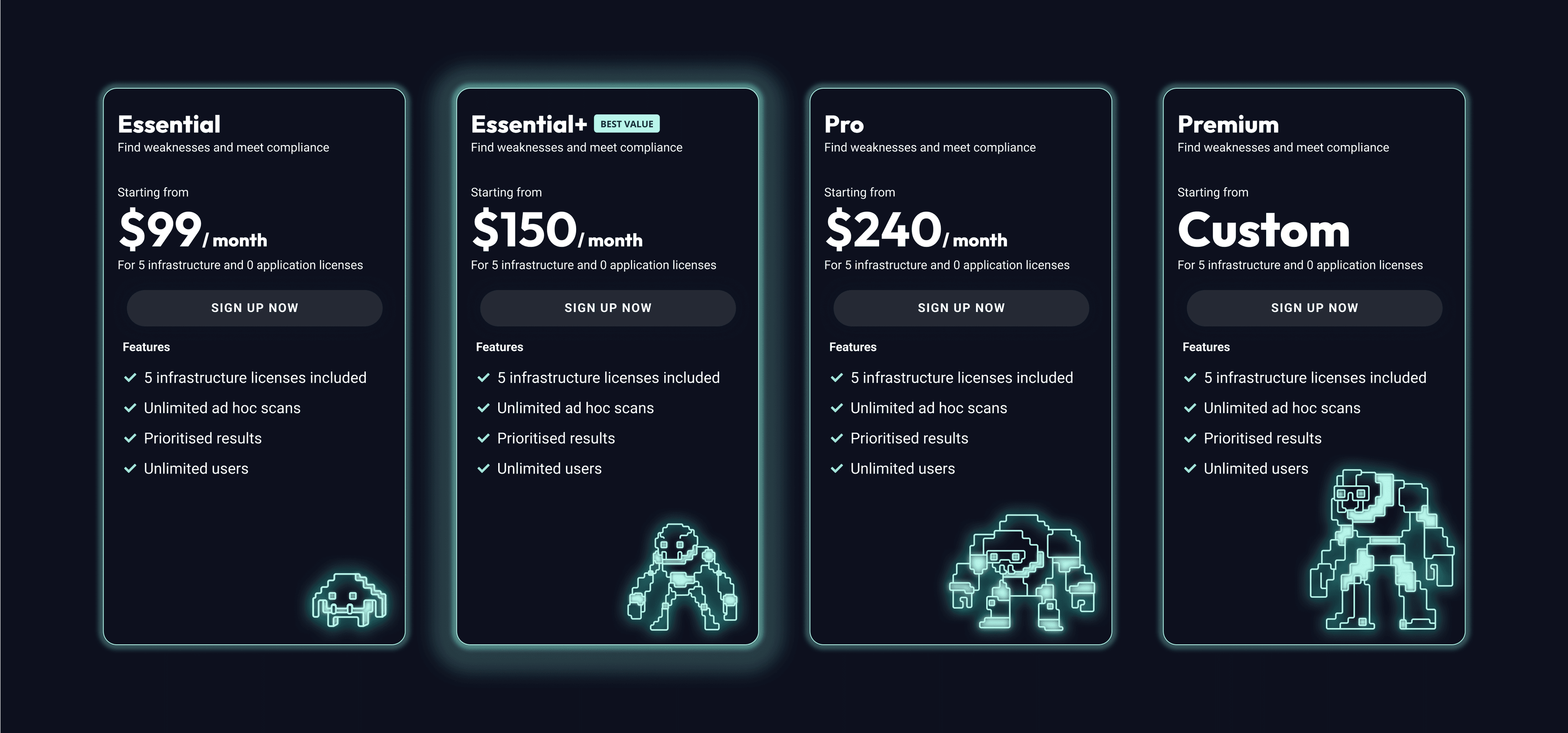 Pricing page UI design