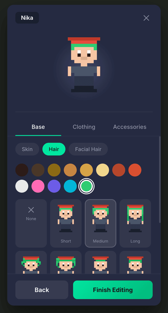 Custom game with character creation