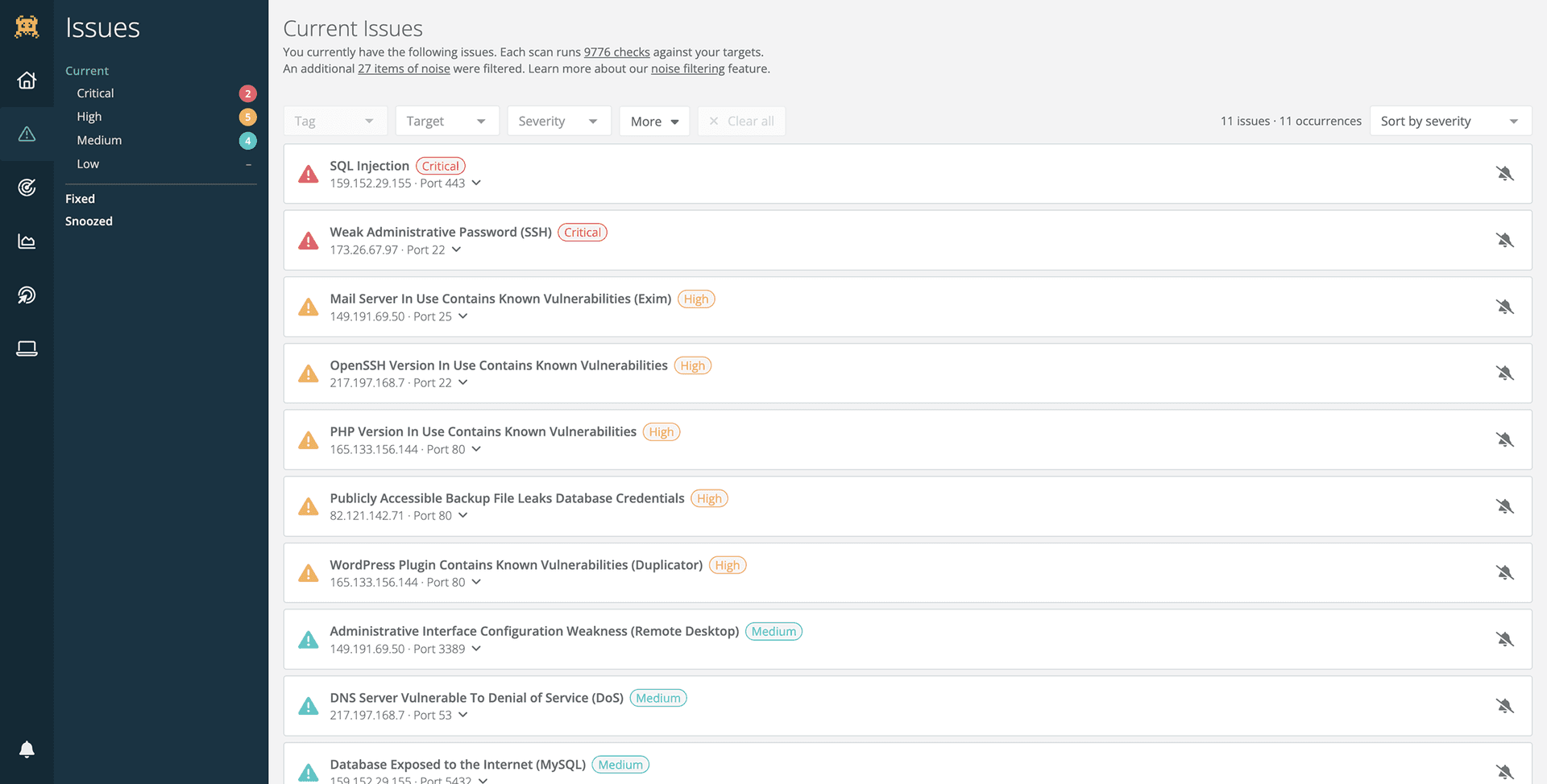 Issues — before redesign