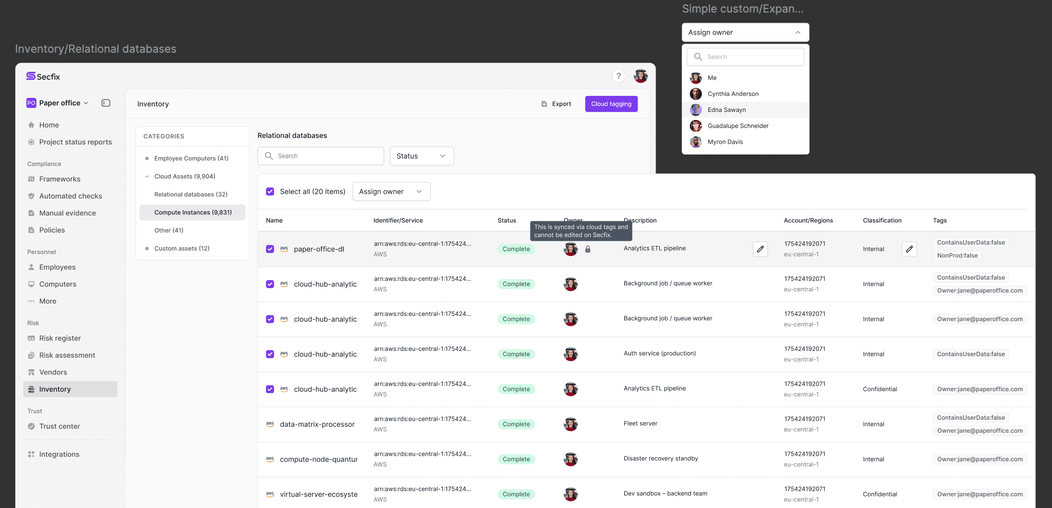 First version with row selection, skip-and-warn handling for locked assets