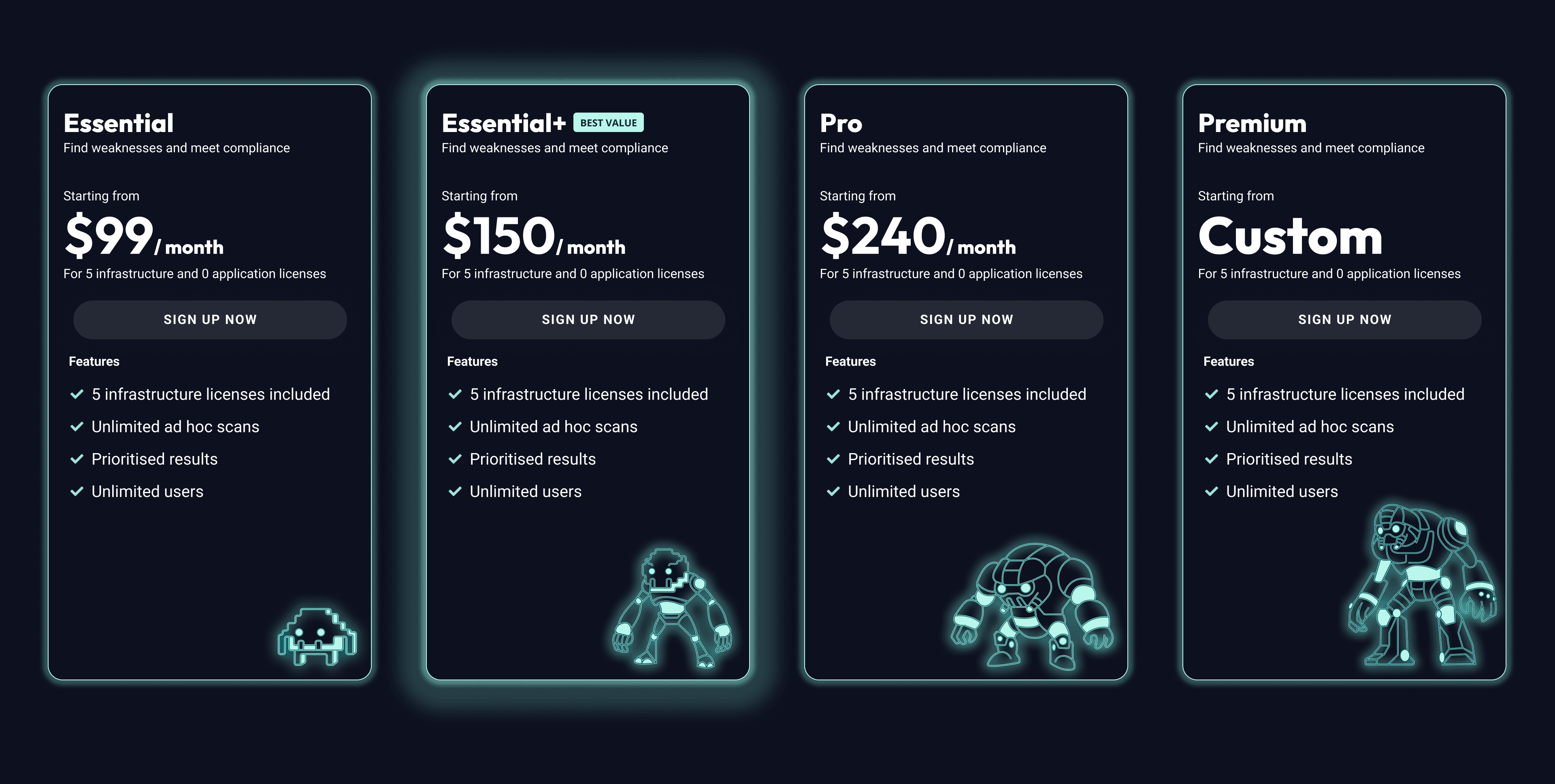 Pricing page UI design